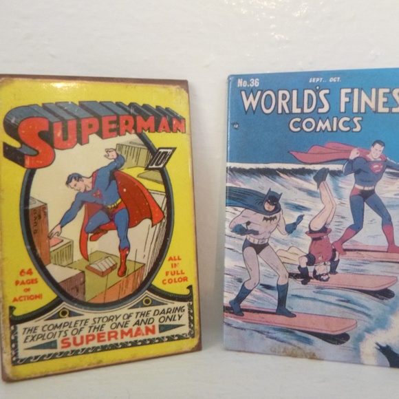 2 SUPERMAN FRIDGE MAGNETS VINTAGE COMICS w/BONUS SUPERBALL - Picture 6 of 14